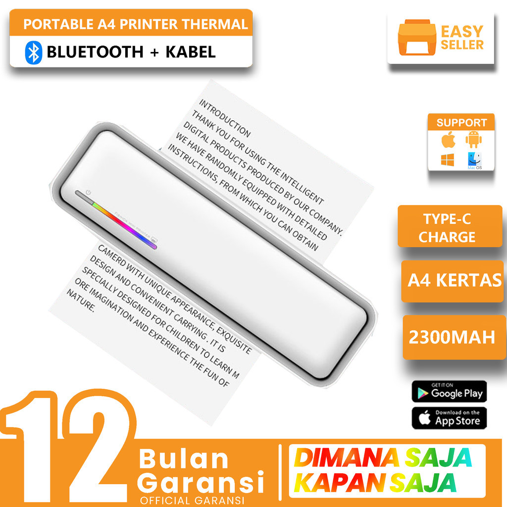 

[ GRATIS 1 ROLL KERTAS THERMAL A4 ] EasySeller Portable Thermal Printer X9 Dokumen A4 Kertas Tato Wireless Bluetooth Inkless Printer Tanpa Tinta【EasySeller】