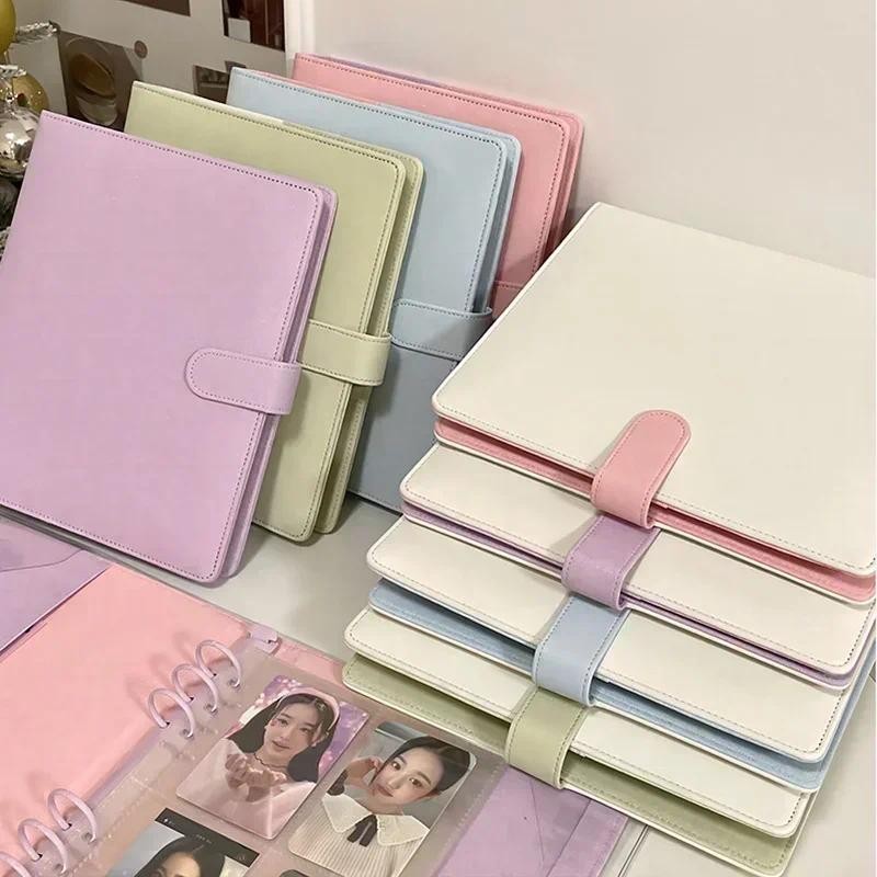 

A5 Macaron Color Sparkling Photocards Binder Pu Leather Kpop 3inch Korean Idol Cards Photo Album Storage Book School Stationery
