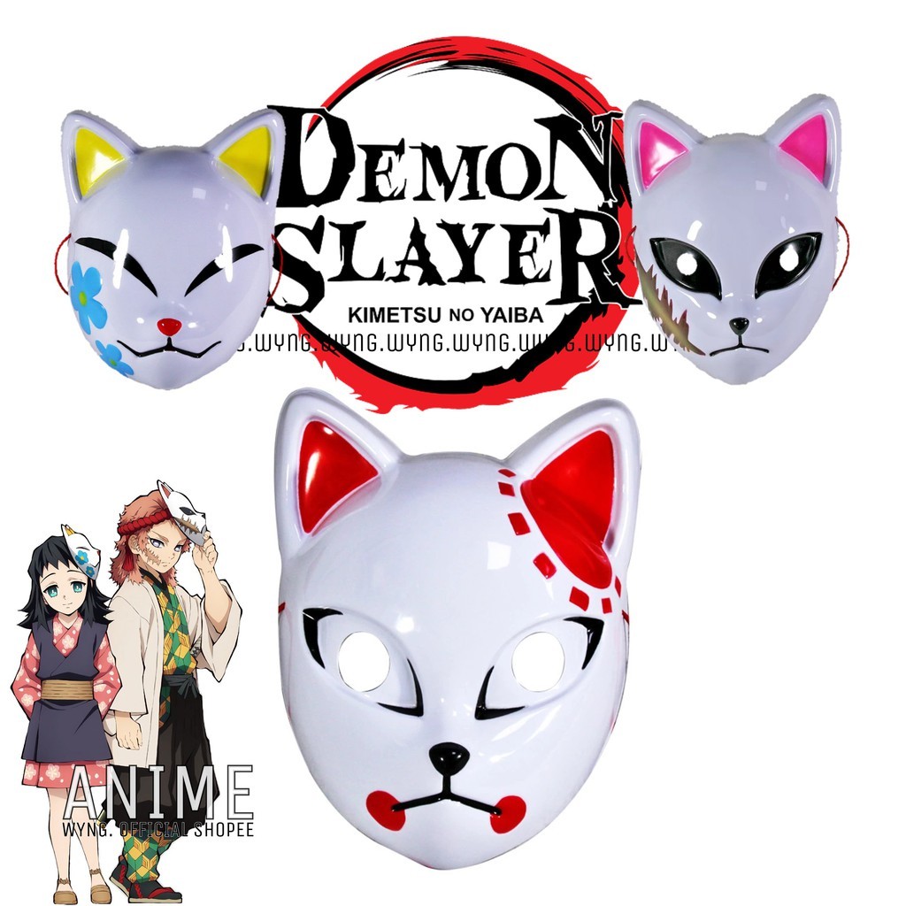 JT__ Topeng Rubah Kimetsu No Yaiba Demon Slayer Anime Japanese Cosplay Fox Mask Kucing Lucu Jepang A