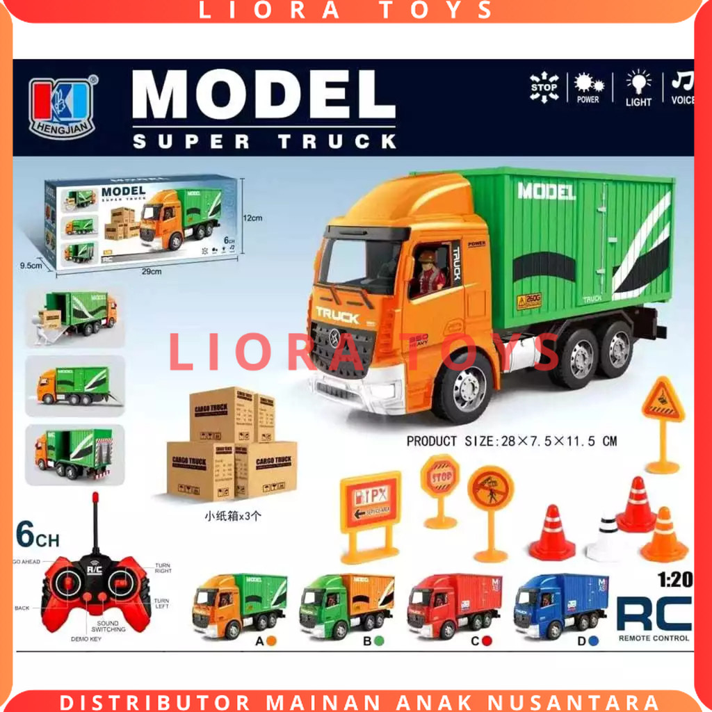 Mainan Anak Mobil Remote Control Truck Box Cargo Rc Truck Box Jnt Jne Lalamove 1:20 Hengjian 6 Chann