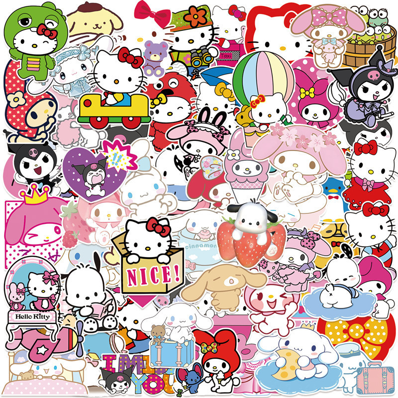 

50Pcs Sanrio Anime Cartoon Stickers Cute Aesthetic Waterproof Decals for Skateboard Suitcase Laptop Decoration Stickers