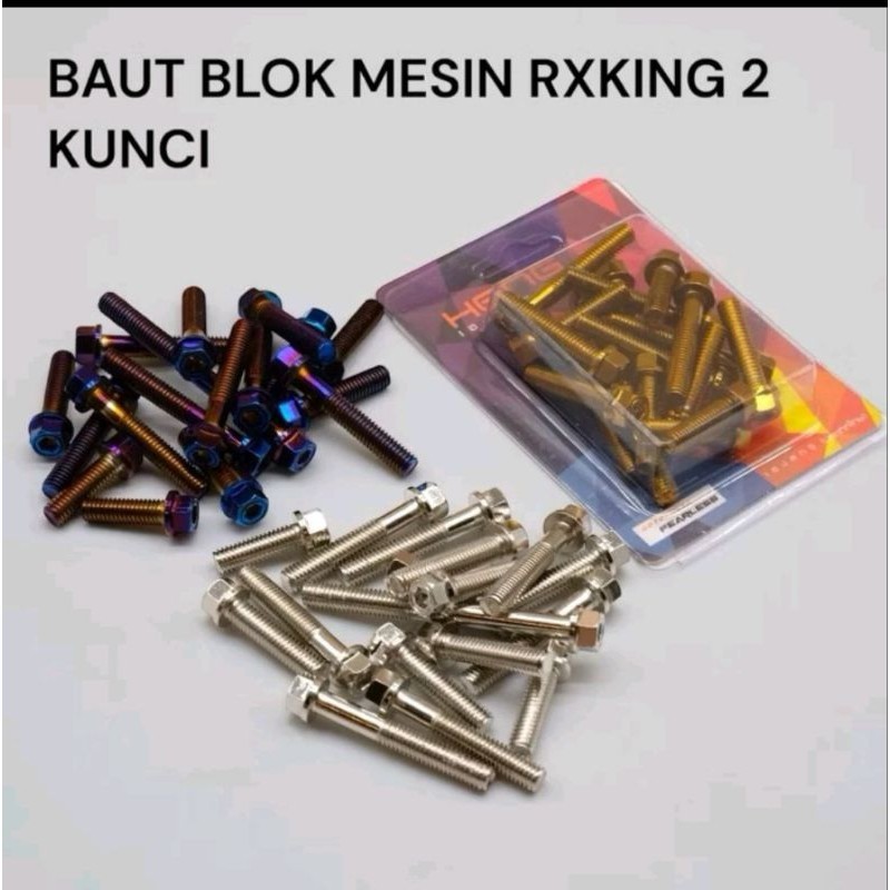 PROMO BAUT PROBOLT BLOK MESIN MODEL 2 KUNCI MOTOR YAMAHA RX KING OLD RX KING NEW RXZ