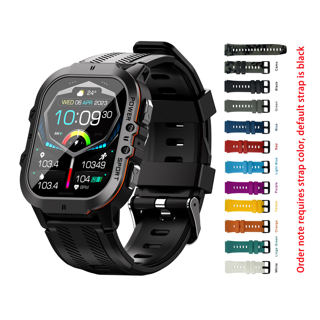 Latest C26 Men's Smartwatch BT Call IP68 Waterproof Heart Rate Monitor 350mAh Large Battery Outdoor 