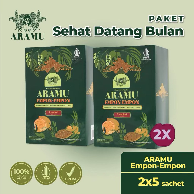 Paket 2 Box Aramu Empon-Empon Jamu Tanpa Pengawet dan Pemanis Buatan | Jamu Telat Datang Bulan / Hai