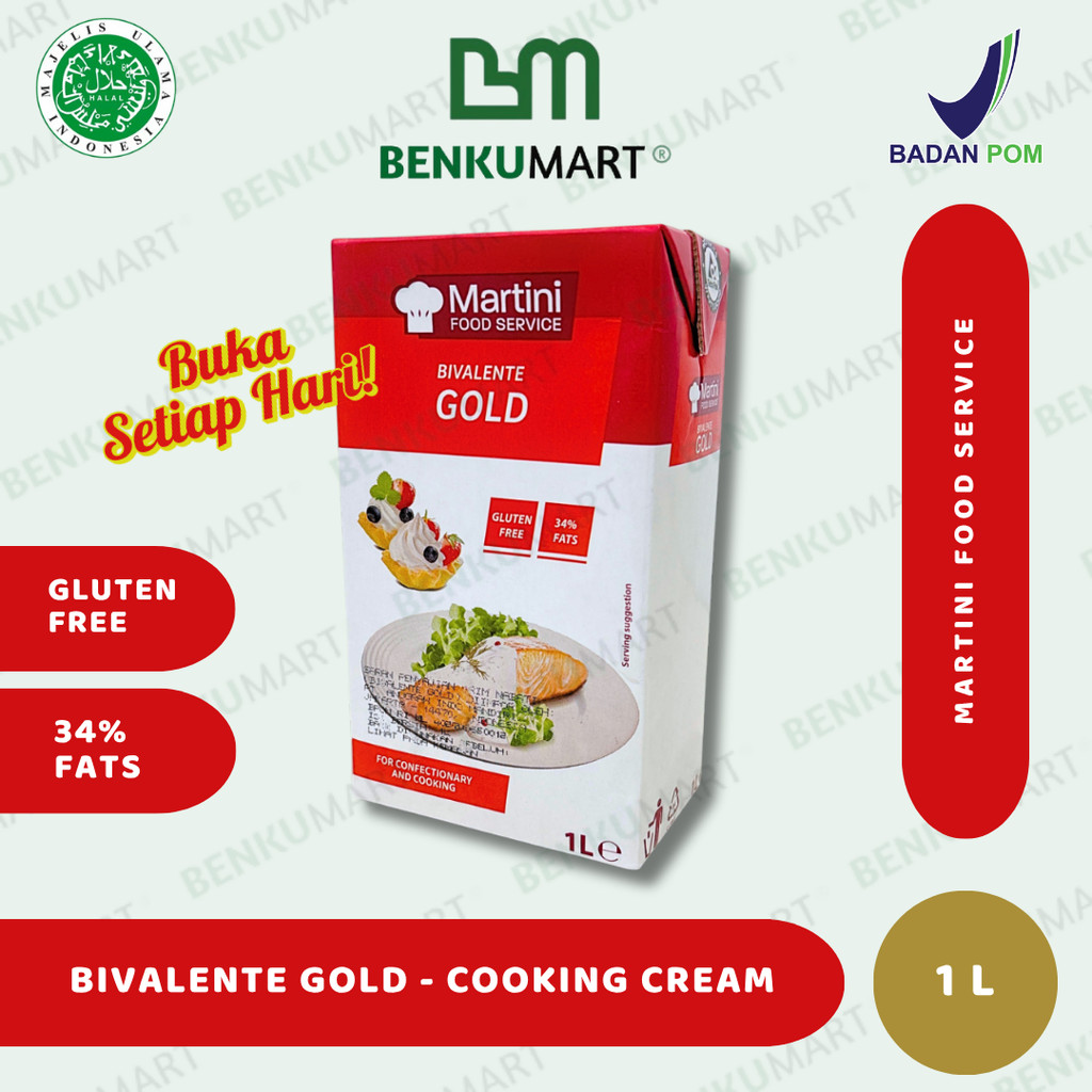 

Martini Bivalente GOLD (MERAH) 1 Liter | Vegetable Cream | UHT Non-Dairy Cream | Martini Food Service