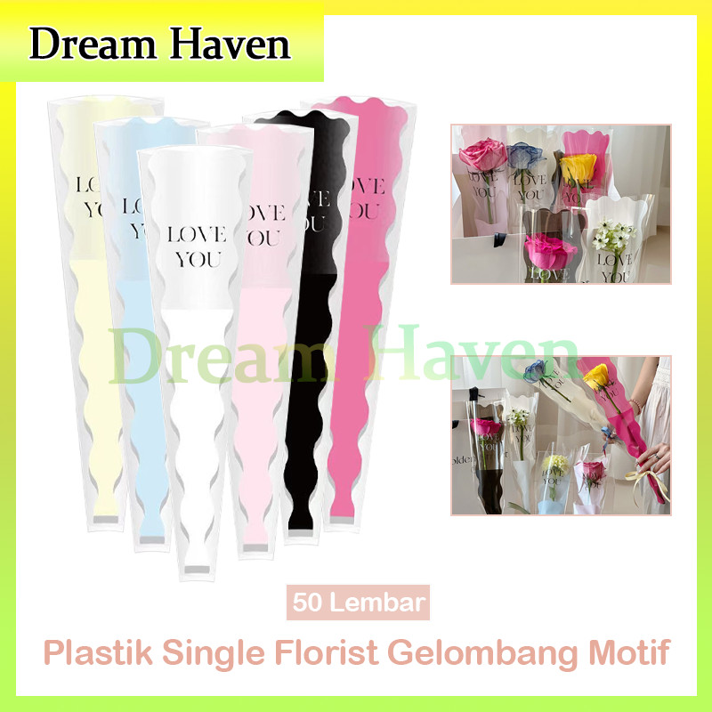 

50 Pcs Plastik Bunga Single Flower/Plastik Single Bouquet Buket