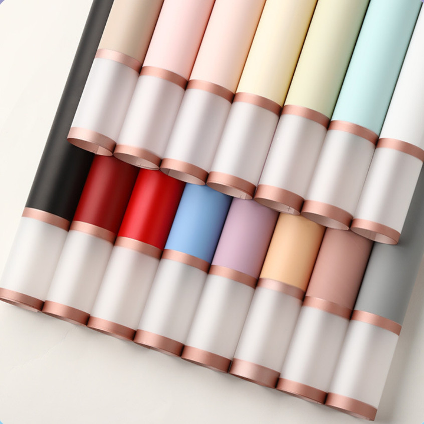 

Ivypaper - Flower Wrapping Double List Transparent Gold Frame Cellophane Waterproof Paper Kertas Buket Bunga