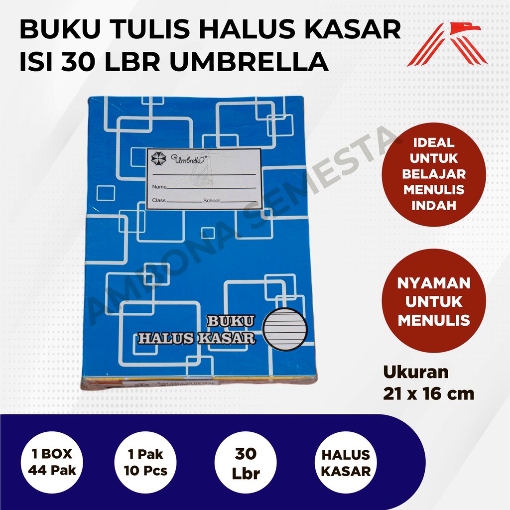 

Buku Tulis Umbrella isi 30Lbr Halus Kasar @10 Pcs