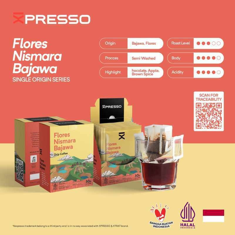 

Drip Bag Coffee Flores Nismara Bajawa- Xpresso Kopi Drip Bag 5pcs