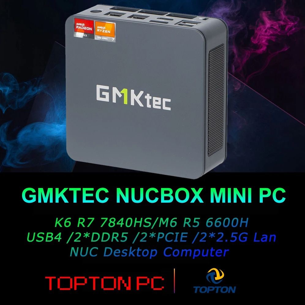 GMKtec Mini PC Gaming K6 M6 AMD Ryzen 7 7840HS R5 6600H Dual NIC LAN 2.5Gbps Desktop Computer USB4.0