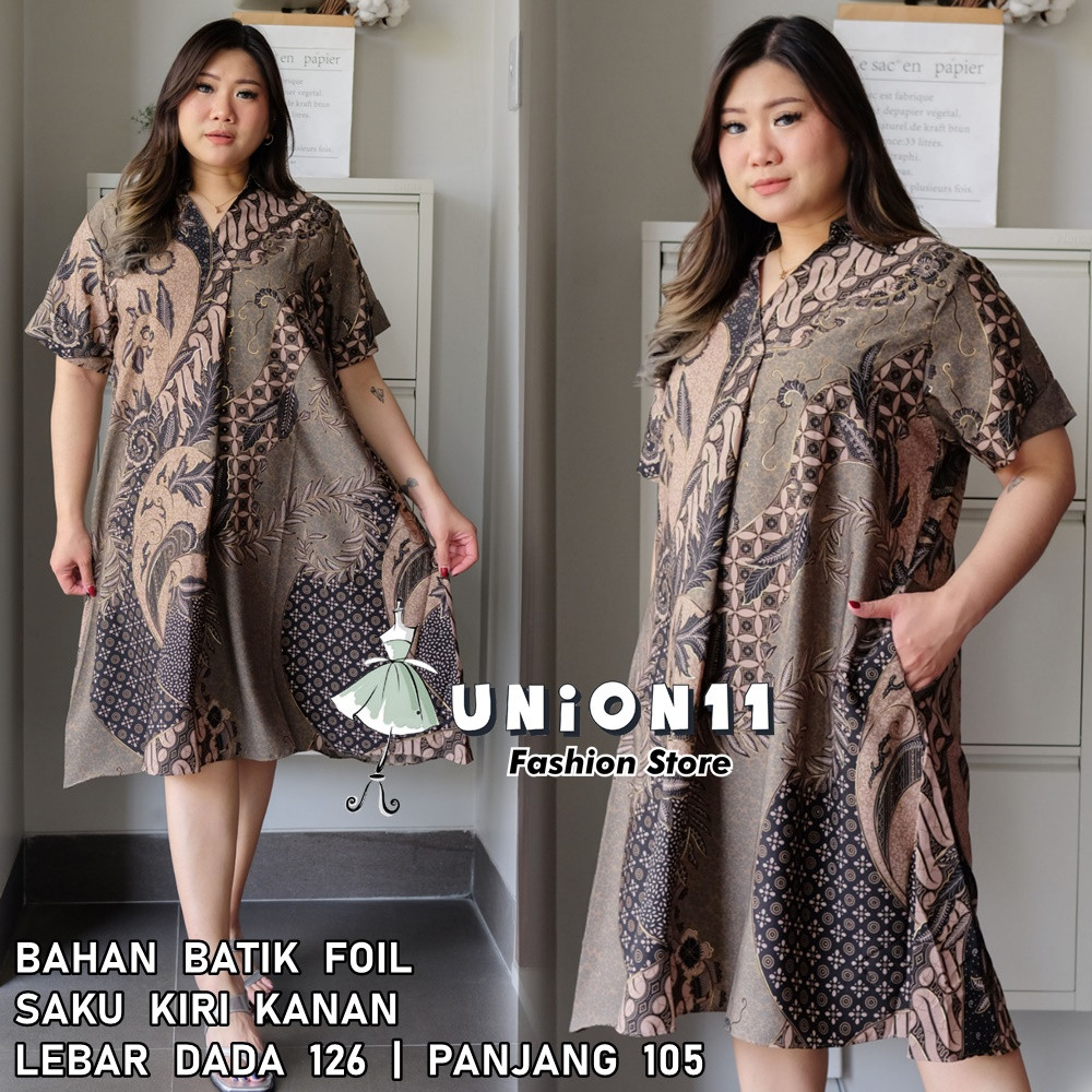 [𝗗𝘆𝗻𝗮𝗿𝗮] DRESS BATIK JUMBO WANITA / DRESS JUMBO WANITA LD 126 / BAJU JUMBO WANITA / BAJU KERJA WANIT