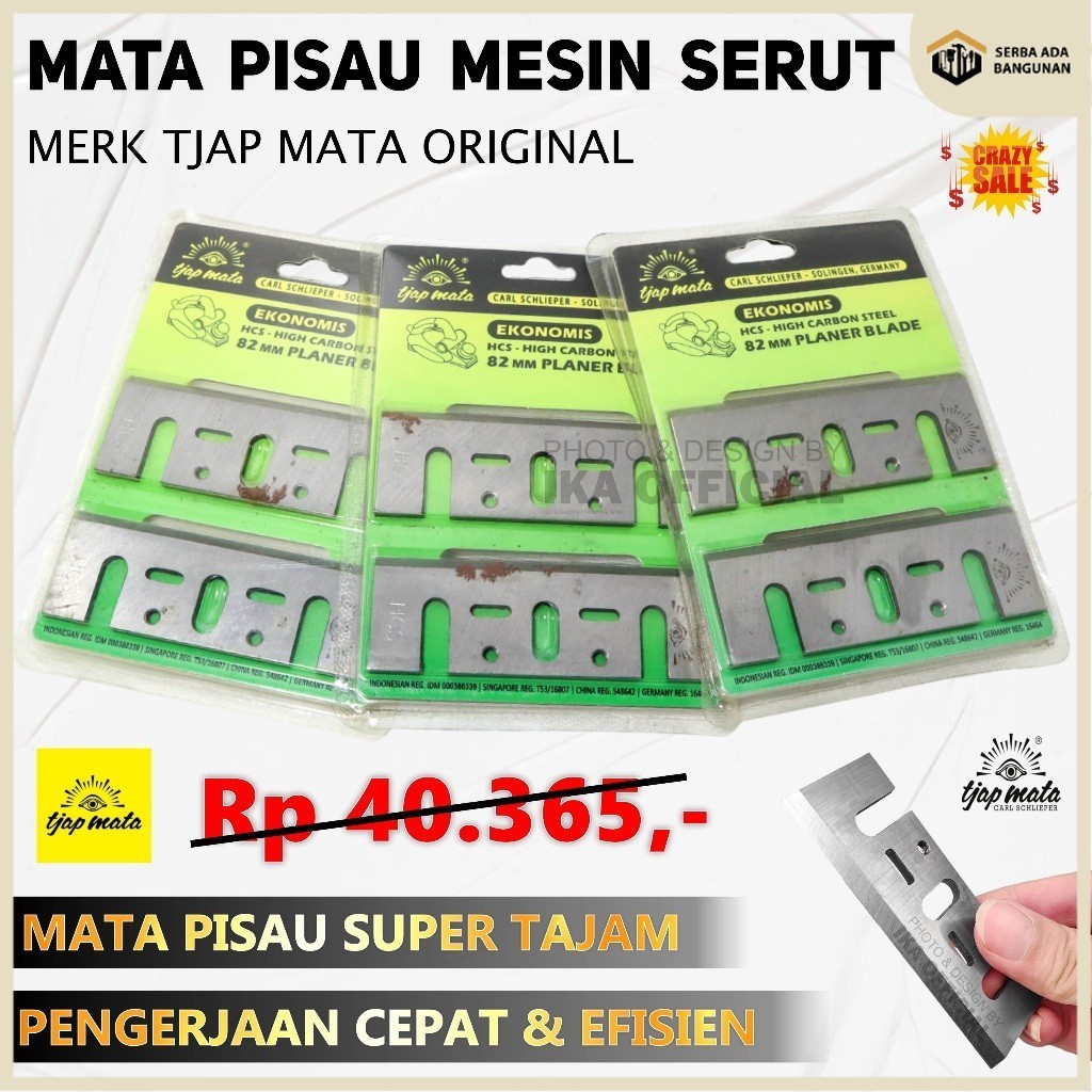 SAB Mata Pisau Serut Ekonomis 82 mm / Planer Blade HCS Tjap Mata / Mata Pisau Serut Ekonomis / Plane