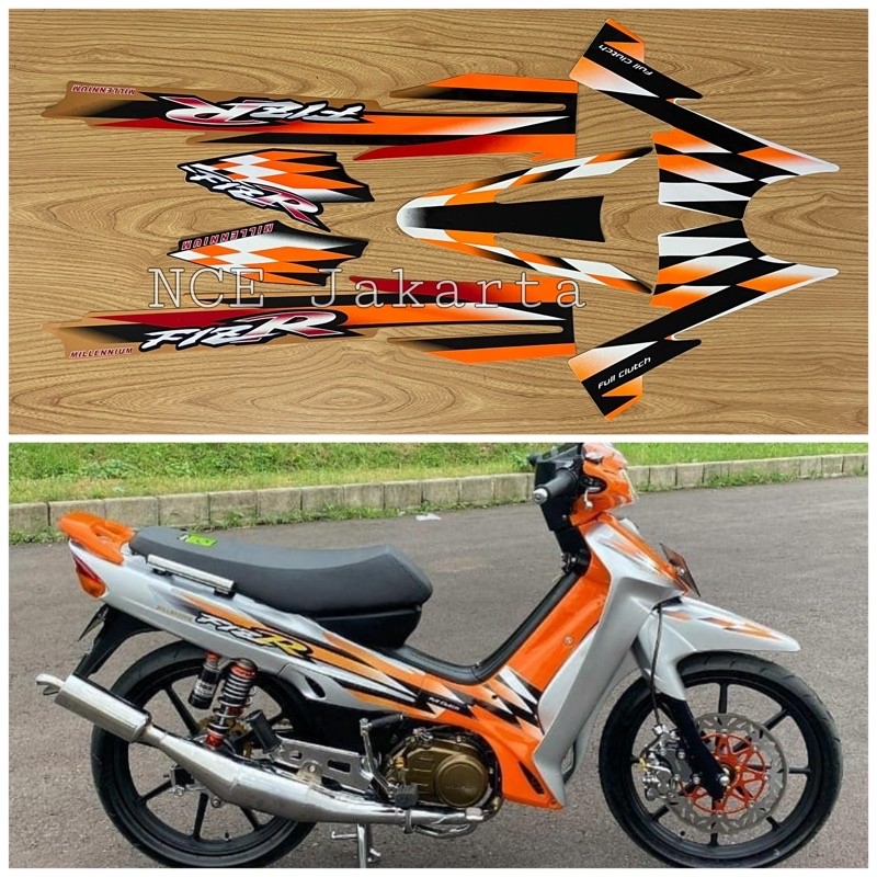 STIKER STIKER STRIPING MOTOR F1ZR MILLENIUM ORANGE