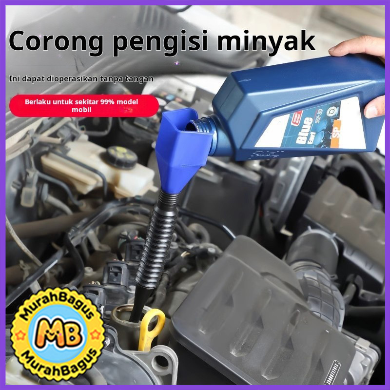 Corong tangan bebas gesper yang praktis untuk menuangkan oli pengisian bahan bakar mobil, corong pen