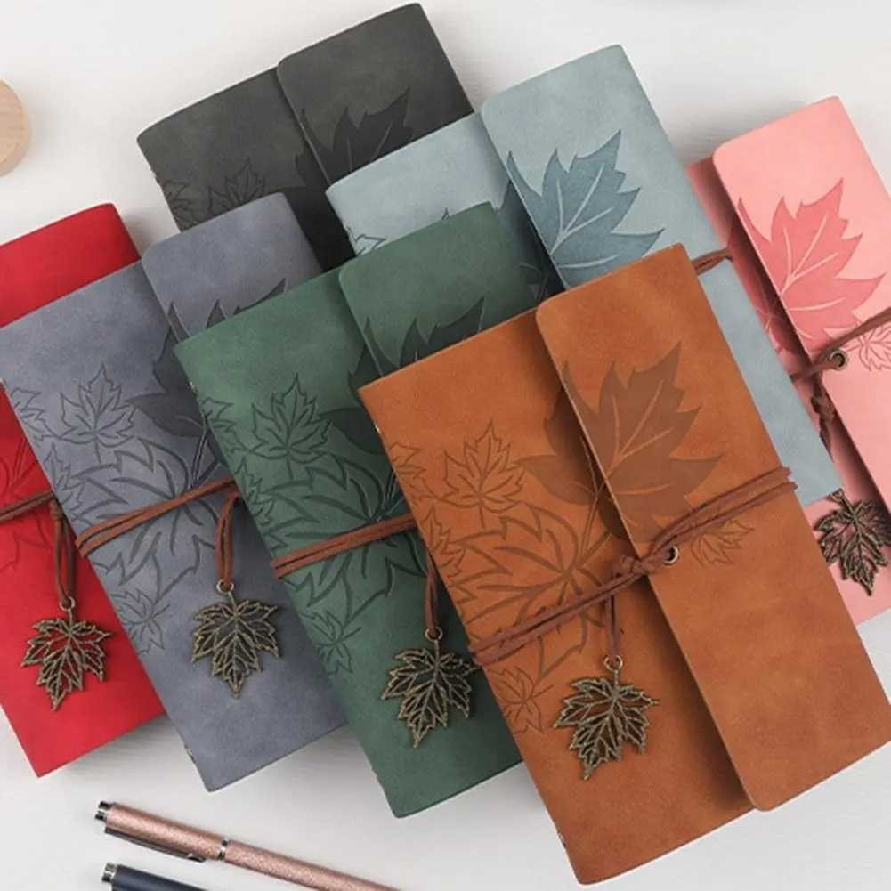 

AGNGSTR Toddi Buku Catatan Harian Binder Kulit Retro Maple Leaf - LD-A1