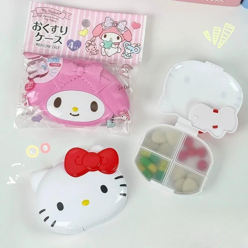 

Sanrio Hello Kitty Mini Portable Pills Organizer Cute Anime My Melody Weekly Tablet Holder Small Pill Box Storage Container Toys