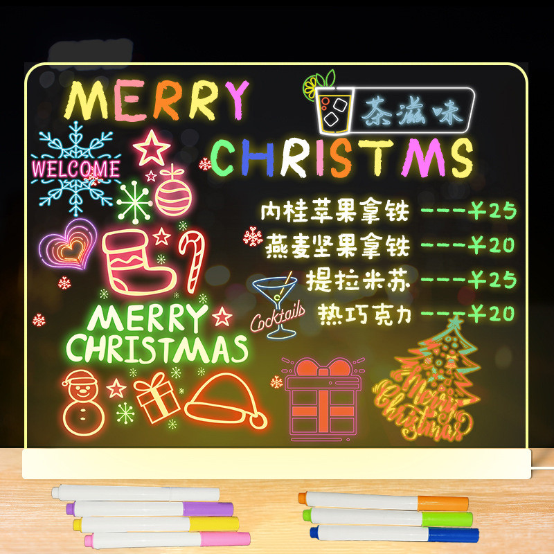 

Kid LED Luminosa Blackboard Coloring Drawing Toy Transparent Magic Light Blackboard Art Graffiti Acrylic Marker Board Xmas Gift