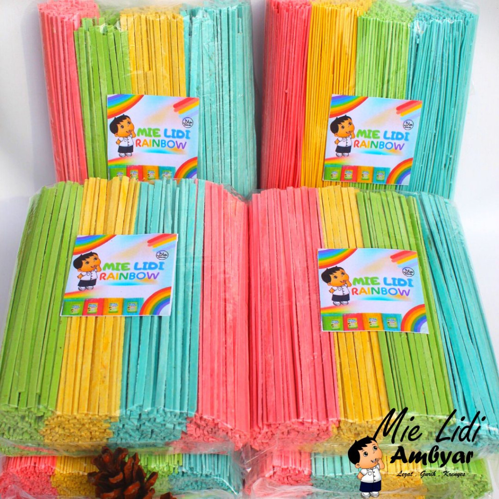 

Emama.store mie lidi manis renbow/mie lidi gepeng manis/lidi manis/mi lidi kiloan/mie warna warni/lidi/mie lidi