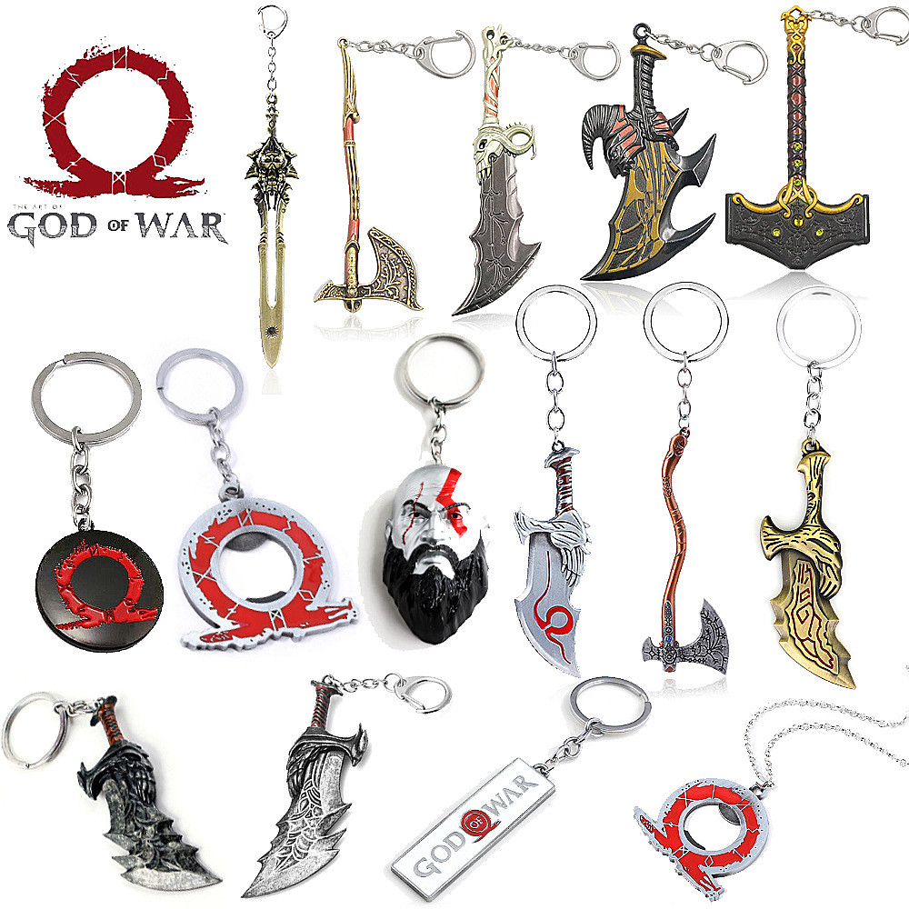 God of War Ragnarok Keychain Kratos Leviathan Axe Blades of Chaos Key Chain Weapon Pendant Keyring G
