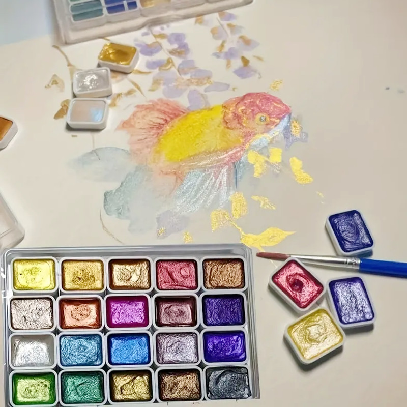 

20 Color Watercolor DunHuang Pigment Set | Solid Packaging, for Traditional Chinese Painting, Tangka Calligraphy, Color Painting