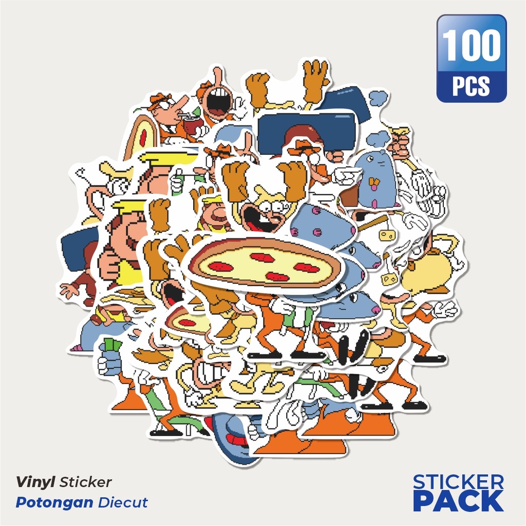 

MURAH 100 PCS Stiker Pizza Tower V32 Waterproof Aesthetic- Untuk Laptop, Motor, dan Helm - Paper Stationery Pack
