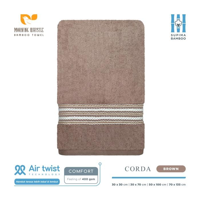 SALE Handuk Morning Whistle Supima Bamboo Towel - Corda / Handuk Mandi 70x135cm, 50x100cm, 30x70cm, 