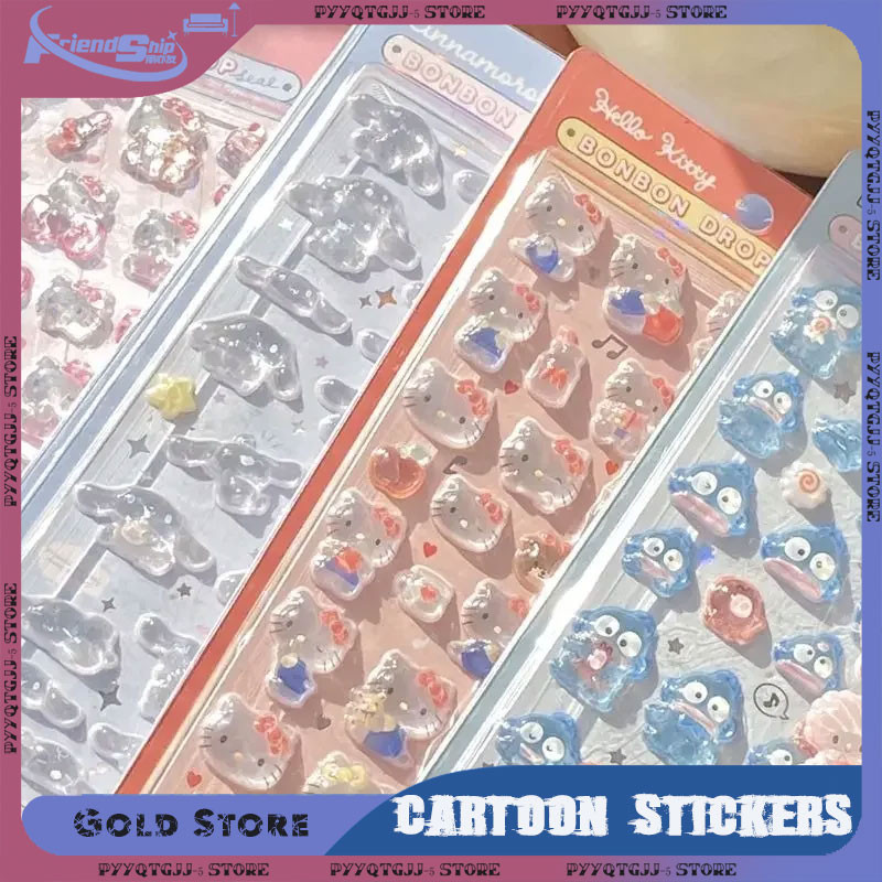 

Cartoon Stickers Hello Kitty Series DIY Scrapbooking Decoration 3D Gemstone Anime Stickers Cartoon DIY Collectible Toys Gifts