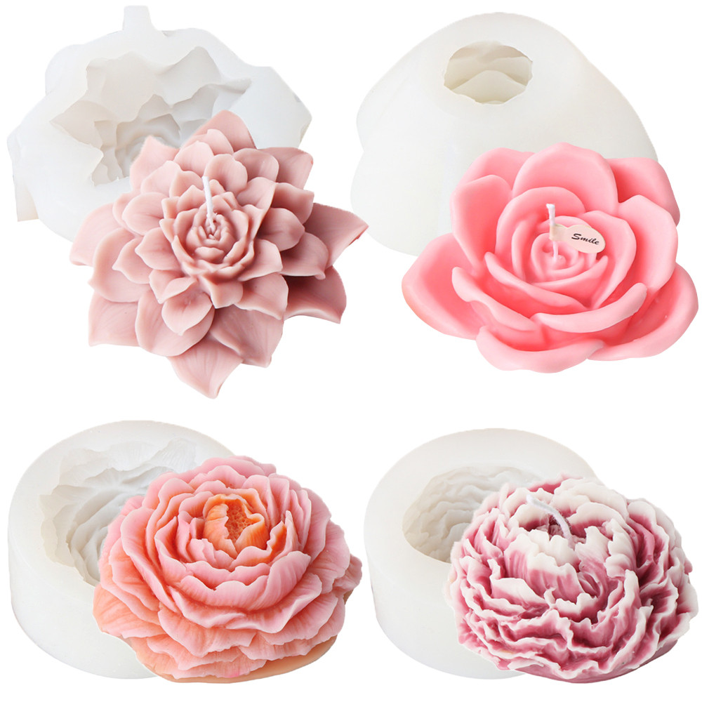 

Large Peony Rose Flower Silicone Mold Blooming Flower Candle Resin Concrete Crafts Gypsum Molds DIY Flower Gift Home Decor