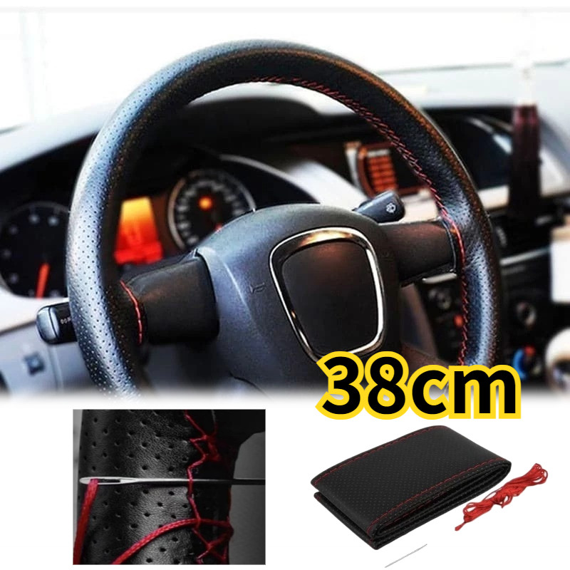 Sarung Stir Mobil 38cm Universal/Cover Setir Kulit Asli 100%/DIY Steering Wheel Cover/sarung Stir Mo