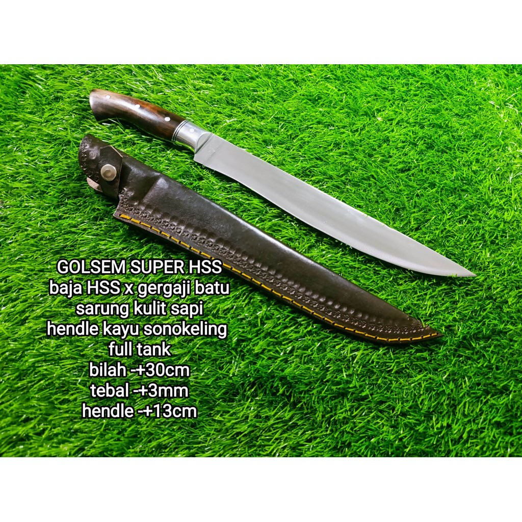 Golok sembelih HSS super full tank sarung kulit pisau jagal sembelih