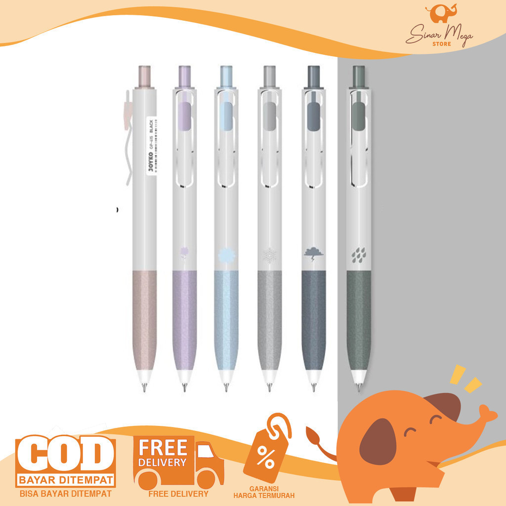 

JOYKO Retractable Gel Pen Black GP-415 Jumbo Refill - Pulpen Pena Jel SATUAN Hitam 0.5mm Murah