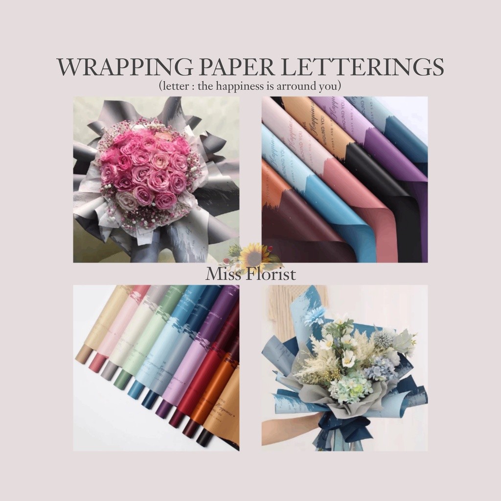 

[5 PCS] 006.FLOWER WARPING LETTERING COLOR CELLOPHANE KERTAS BUKET BUNGA