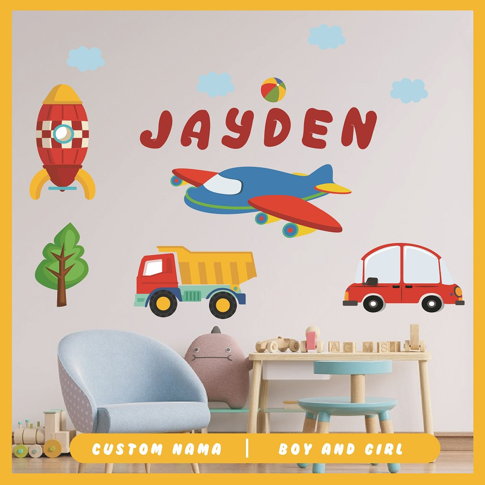 PROMO TERMURAH WALL STICKER Kamar Anak Cowok / STIKER DINDING CUSTOM NAMA KAMAR RUMAH TEMA ANAK KEND