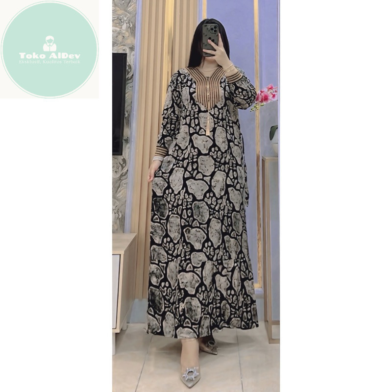 Gamis Araban Coklatan Motif Abstrak Bisa Untuk Busui | Ld 110 | bisa COD | Gamis Renda Arab