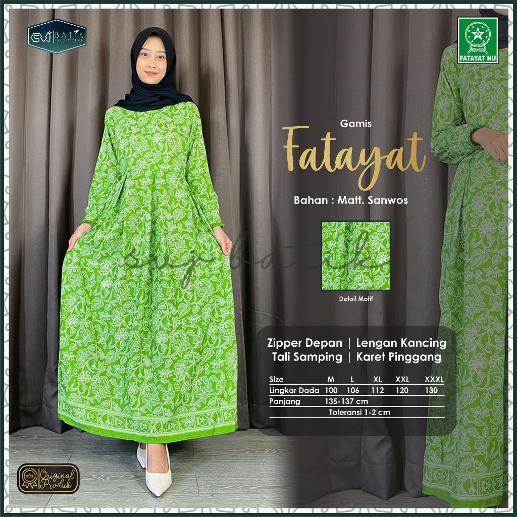 BAGASKARA - GAMIS BATIK WANITA DRESS BATIK MUSLIMAH DEWASA SERAGAMAN FATAYAT NU ORIGINAL ADEM BERKUA