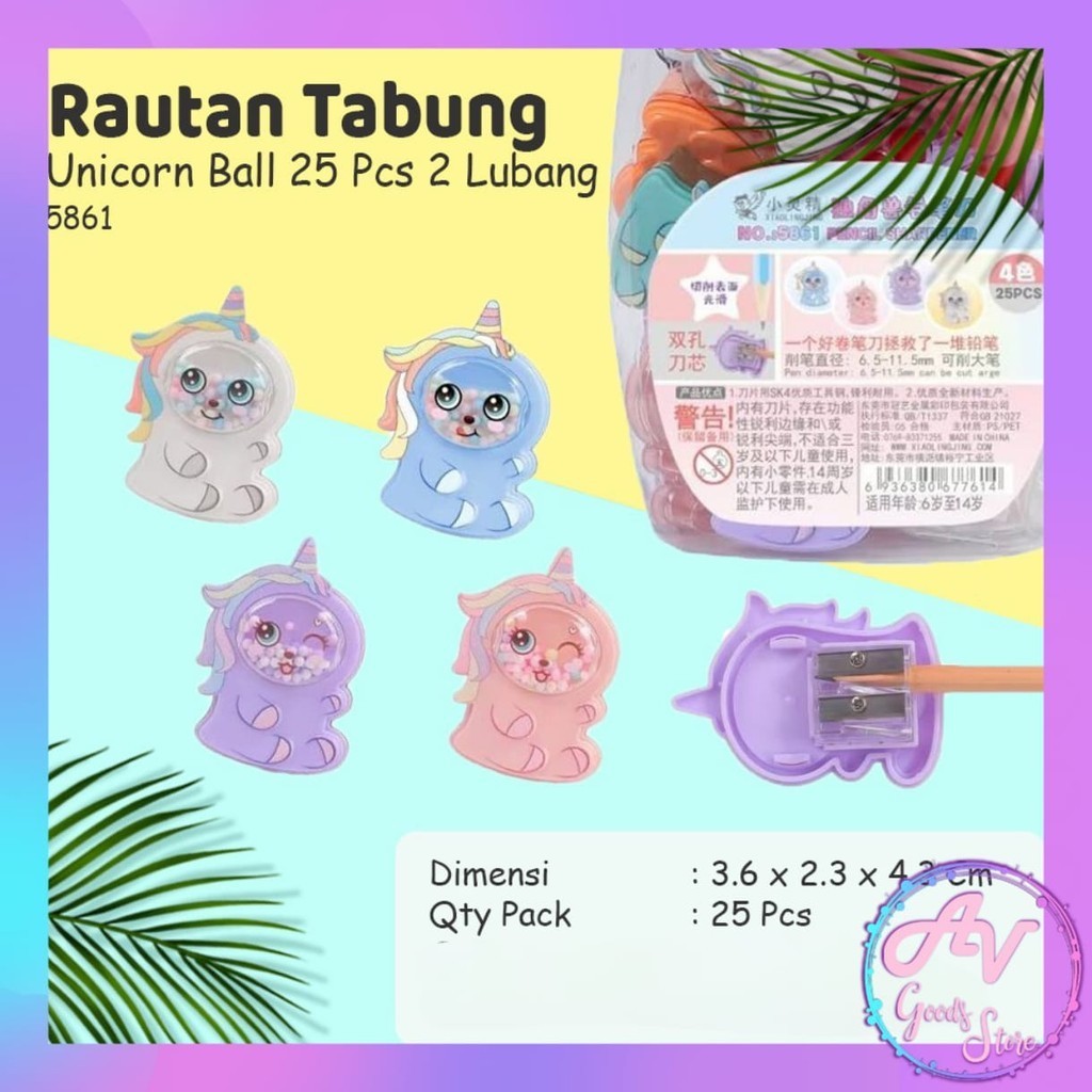 

1PCS RAUTAN TABUNG 2 LUBANG + MAINAN BOLA XIOLINGJING / 1BUAH SERUTAN PENSIL 2 LUBANG KARAKTER FANCY LUCU