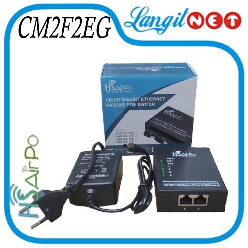 HSAIRPO CM2F2EG POE GIGABIT MEDIA CONVERTER 2 FIBER 2 ETHERNET 3KM SC