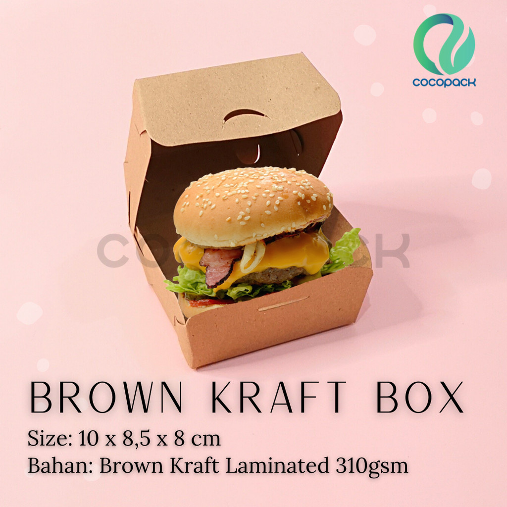 

10 PCS Kraft Paper Box Serbaguna Kotak Burger 10x8,5x8cm