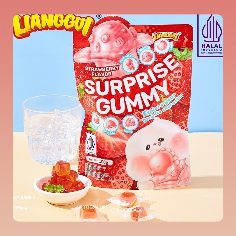 

HALAL LIANGGUI Suprise Candy 3 Varian Rasa | Mango Flavoured Candy Grape and Strawberry Fudge Mangga Anggur Jelly | Jelly Varian Rasa Permen yang enak