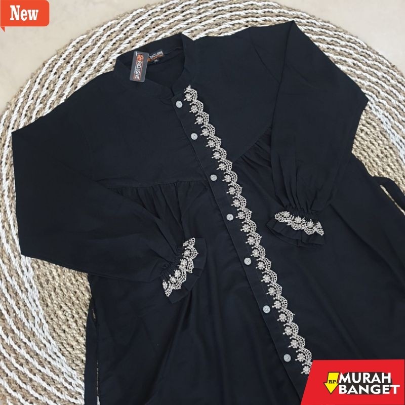 abaya shopee haul 2024 GAMIS ABAYA HITAM JETBLACK TERBARU SIZE STANDAR JUMBO S-XXL// BAJU GAMIS WANI