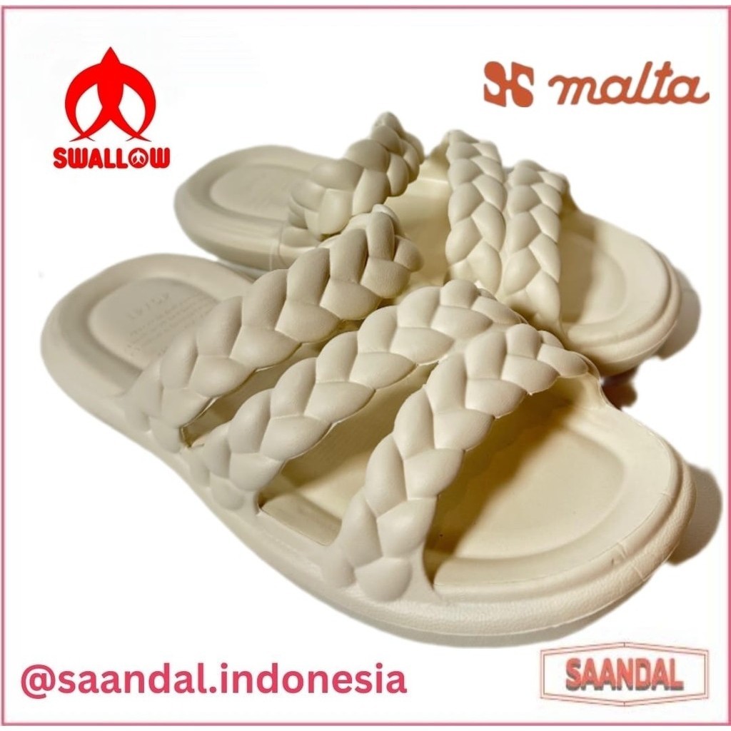 Sandal Selop EVA Wanita Perempuan Putih White Malta by Swallow Sandal 103F-1 36 37 38 39 40