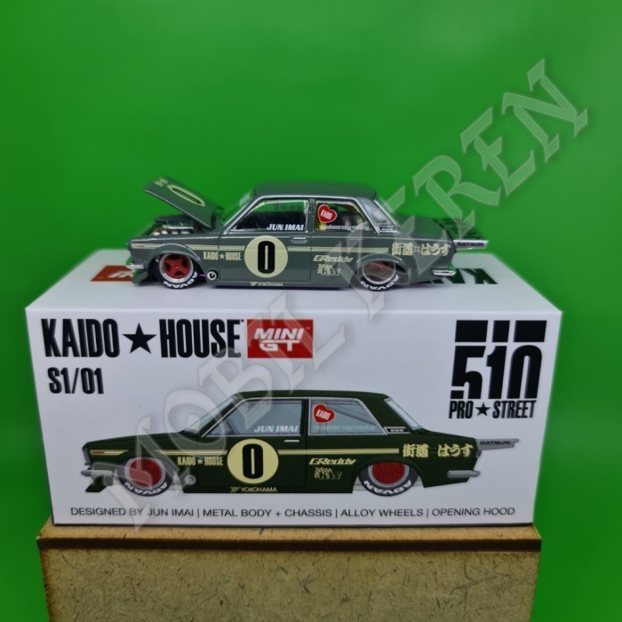 EL99 Mini GT Kaido House 1971 Datsun 510 Pro Street Green Ban Karet Limited