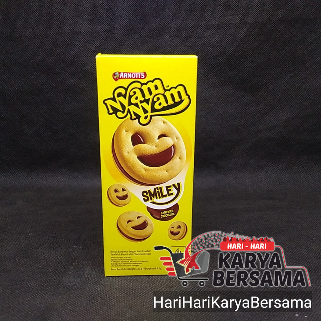 

ARNOT'S BISKUIT NYAM NYAM SMILEY SANDWICH CHOCOLATE 22.5GR