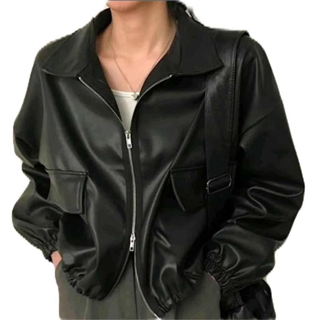 Jaket Kulit Wanita Blazer Oversize Ootd