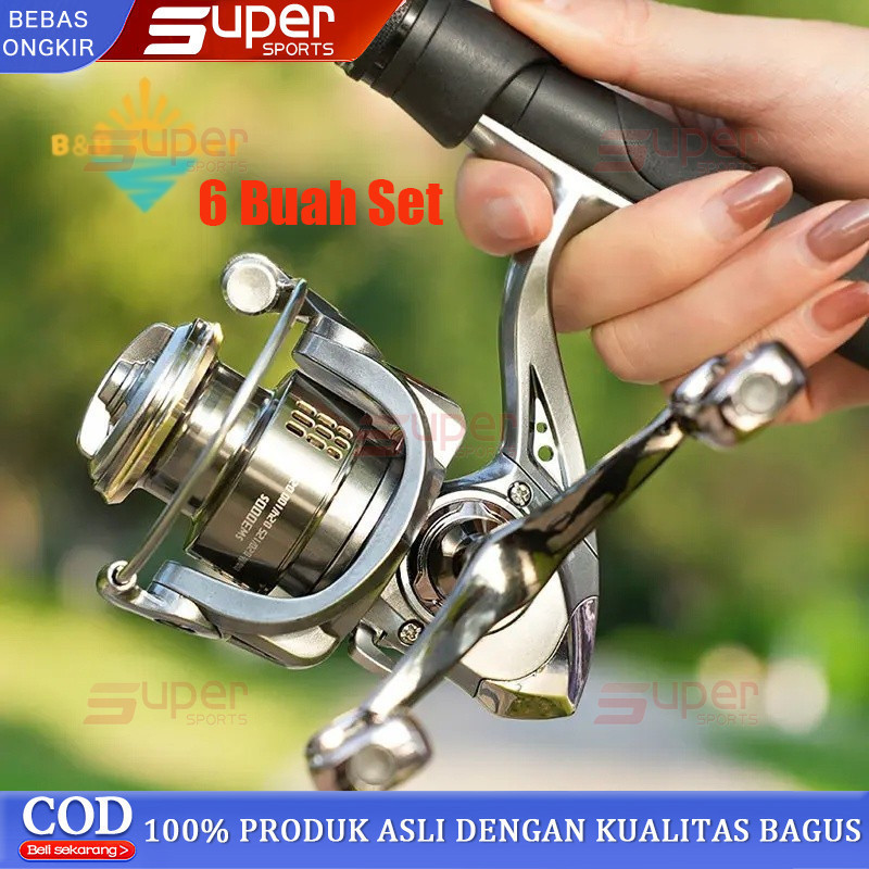 【6 Buah set】Baru Kualitas Tinggi 5.2:1 Anti Korosi Reel Pancing Logam Rocker Ganda Berputar Reel Pan