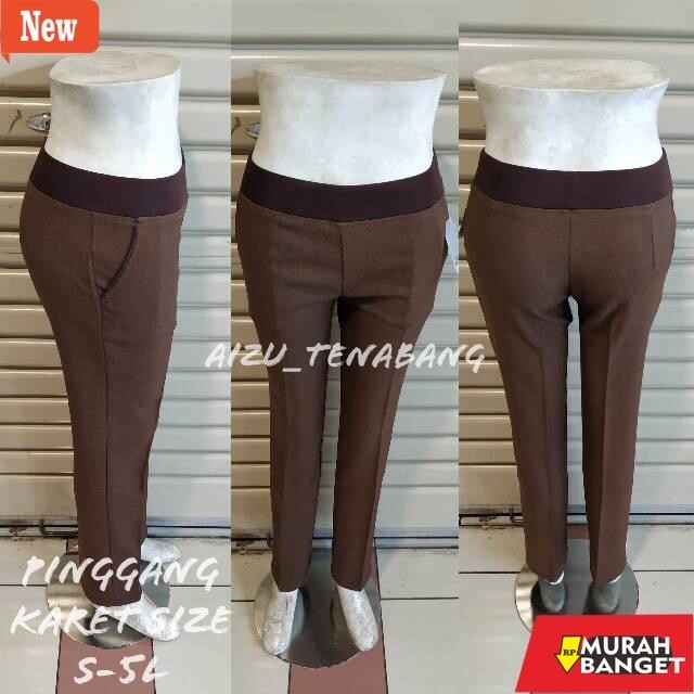 Celana panjang wanita terbaru- CELANA WANITA PINGGANG KARET SLIMFIT/CELANA FORMAL WANITA/PINGGANG KA