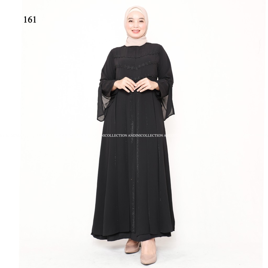 ANDINICOLLECTION Abaya Hitam 161 - Gamis Wanita Abaya Hitam / Gamis Hitam Umroh / Abaya Hitam Turkey