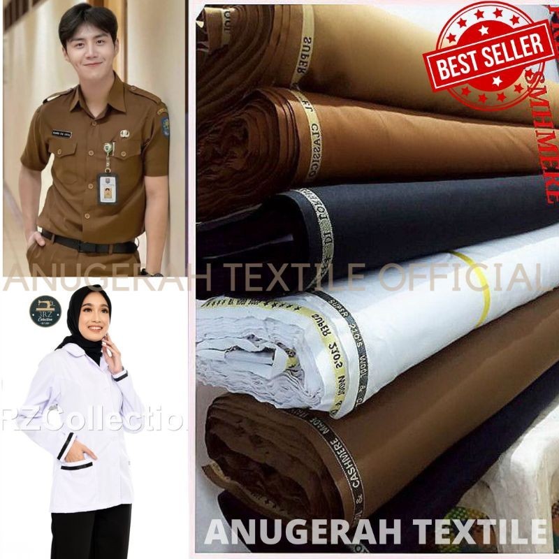 Kain pemda khaki premium semi wool katun lembut bahan seragam pdh pns guru pria wanita