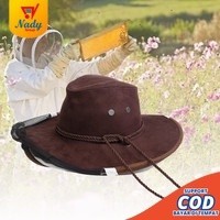 Topi Lebah Pelindung Wajah Topi Cokelat Gelap Gelap Untuk Pria Wanita Untuk Berkebun, Topi Kebun