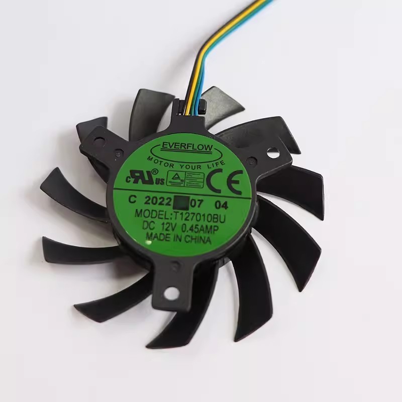 New Cooler Fan for Everflow T127010BU 12V 0.45A 7CM Temperature Controlled Frameless Graphics Card F